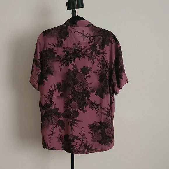 Floral Patterned Men's Shirt - Maroon and Black - Picture 3 of 6